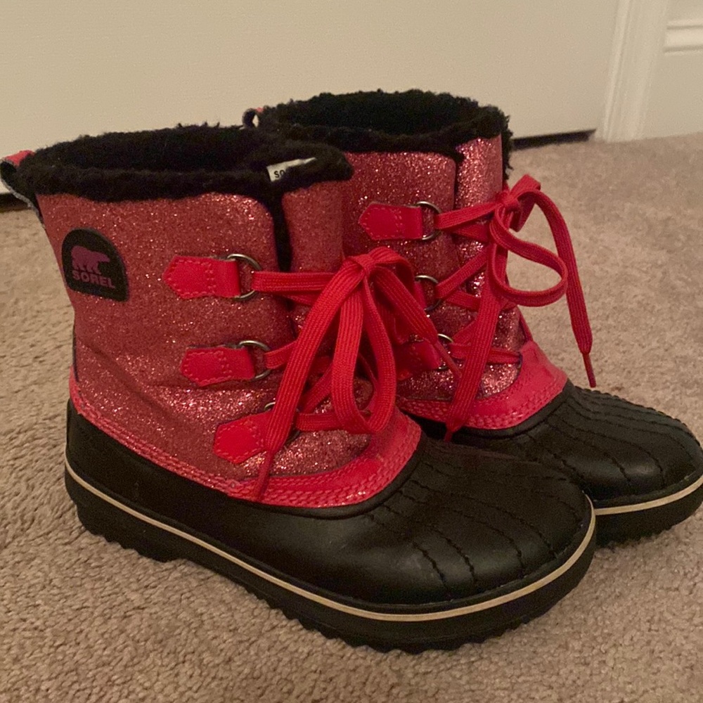 Girls size 2 Pink Glitter Sorel Winter Boots